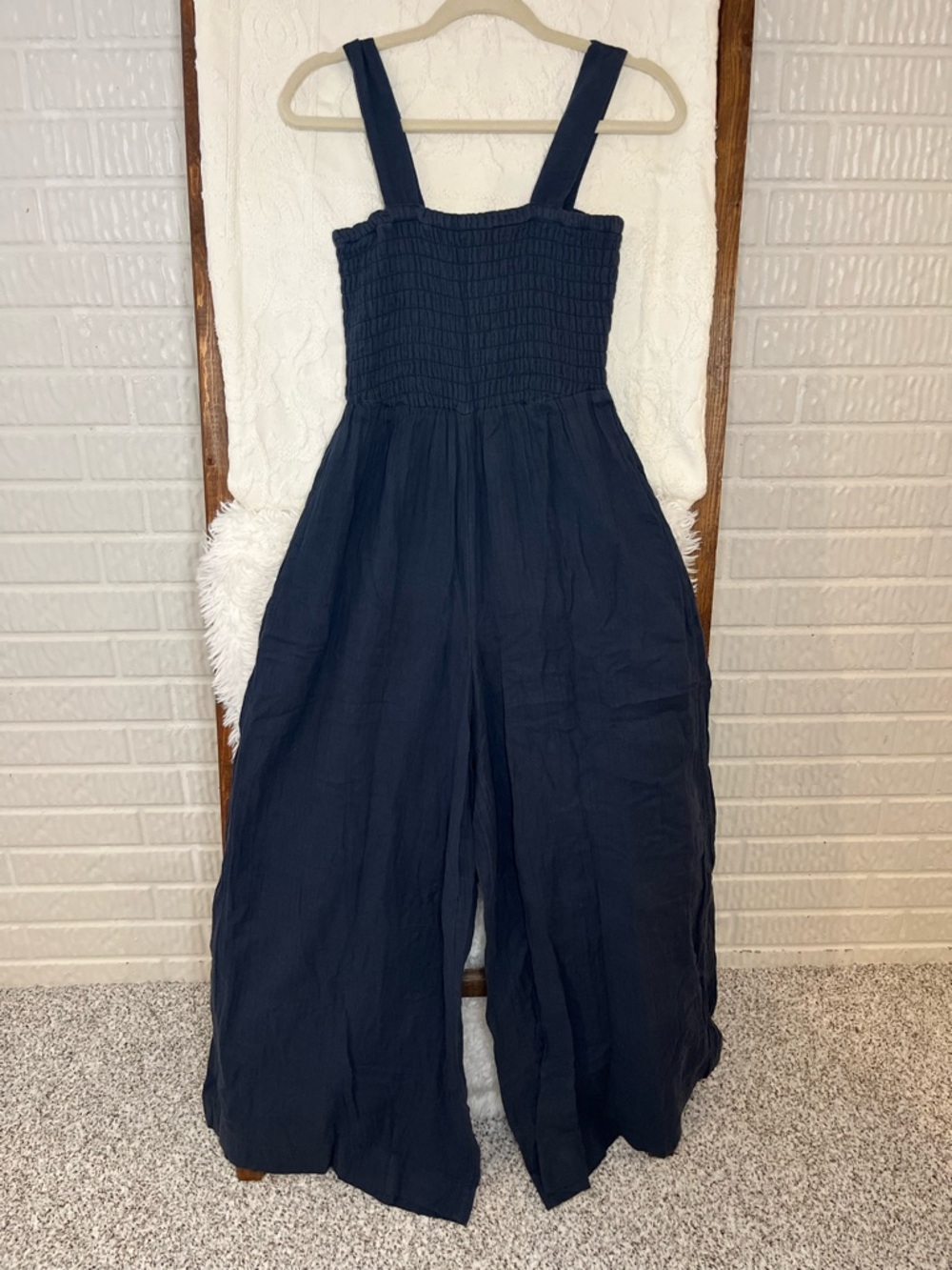 Quince 100% Organic Cotton Gauze Smocked Wide Leg Women’s XS Jumpsuit